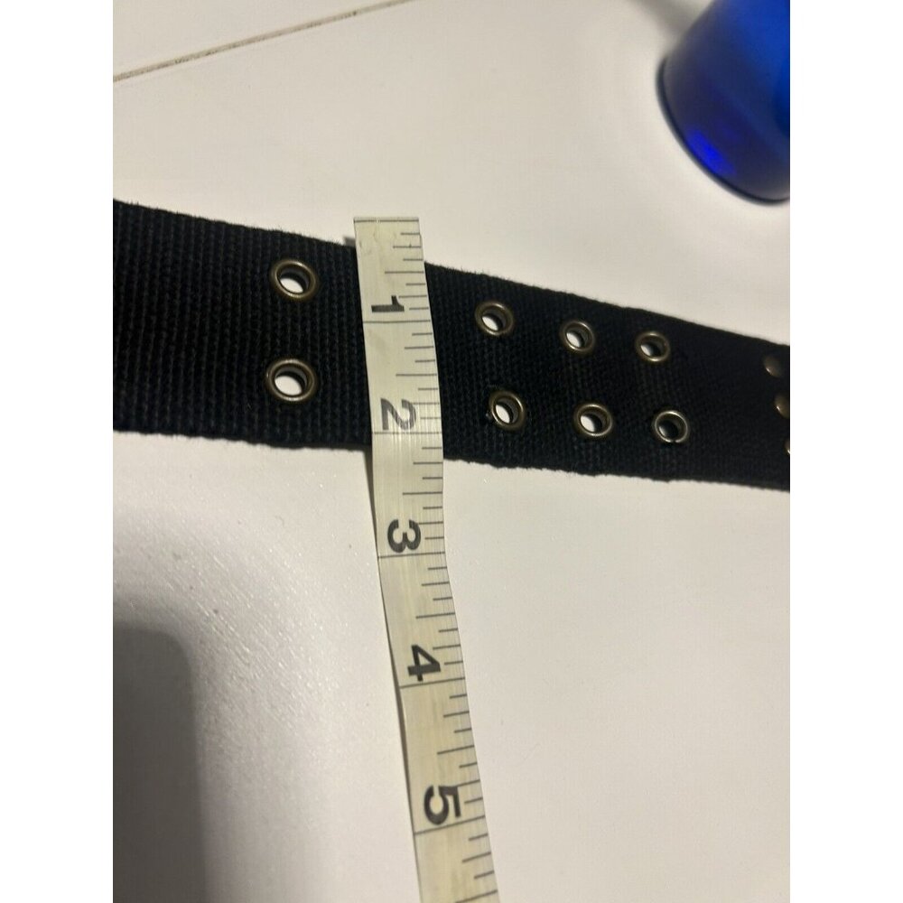 Brown Unisex Metal Studded Moto Biker Belt Canvas Bronze Studs Grunge Wide Rivet - Picture 8 of 9